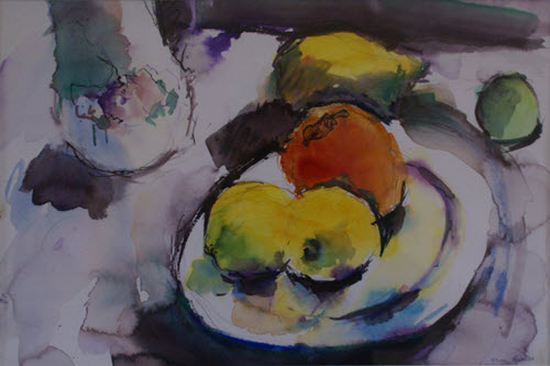 Persimmon and Lemons by Pauline Rignall