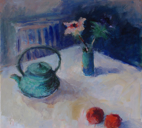 Teapot and Anemones by Pauline Rignall